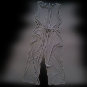 Eileen Fisher Tencel Jumpsuit Soft Flowy Wide Leg With Pockets Gray Sz Large